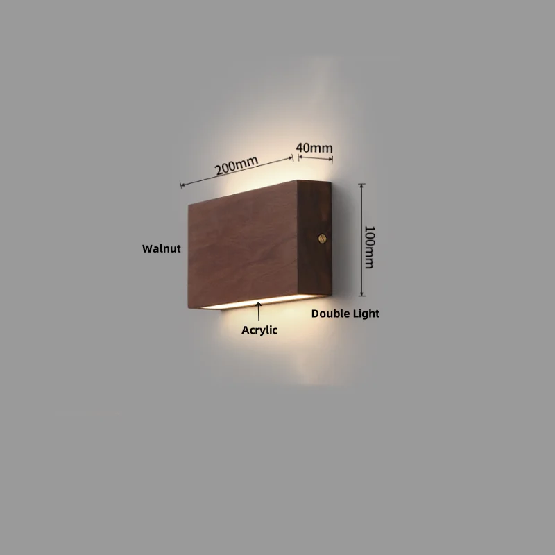 Afralia™ Walnut Wood LED Wall Sconce Indoor Light for Bedroom Living Room Restaurant