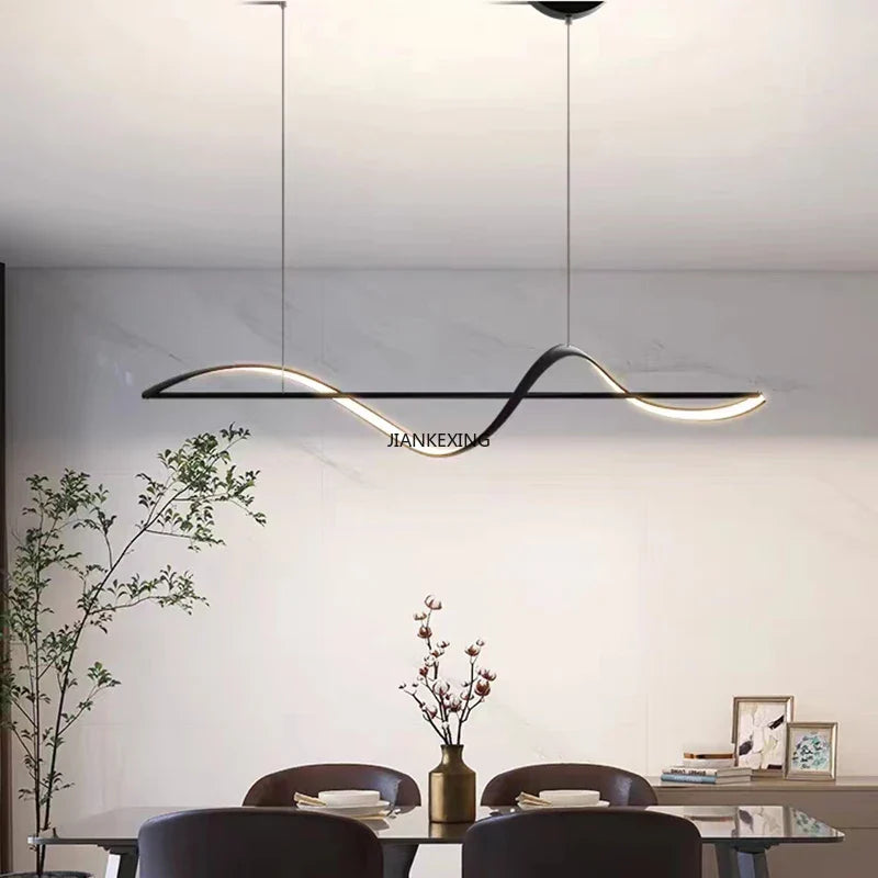 Afralia™ Minimalist Strip LED Pendant Lights for Living Room Dining Room Kitchen Decor
