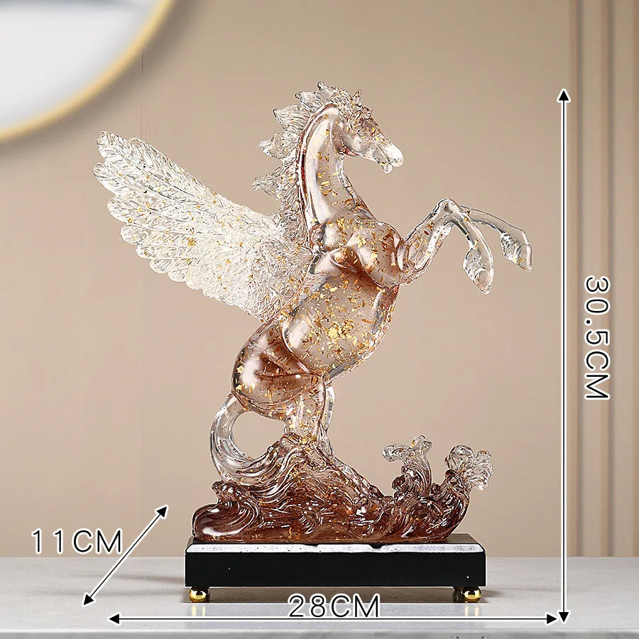 Afralia™ Pegasus Resin Figurine: Color Gradient Horse Sculpture for Home Decoration