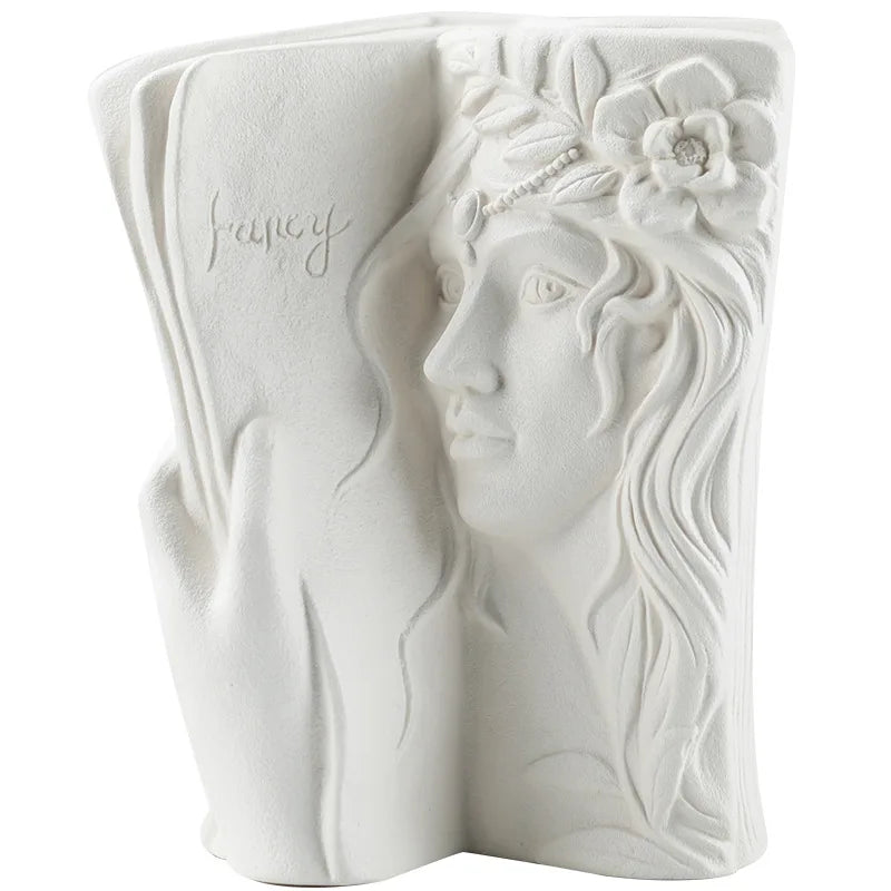 Afralia™ Ceramic Face Vase for Home Decor and Floral Arrangement