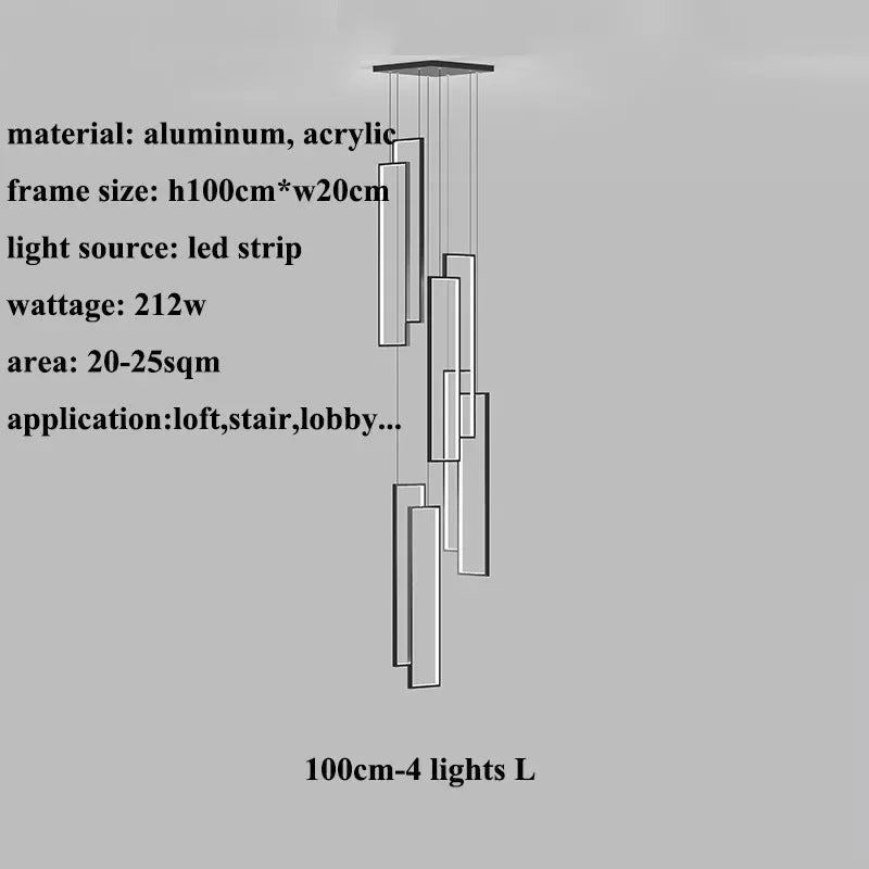 Afralia™ Geometric Luxury Stair Chandelier for Duplex Villa Loft Living Room