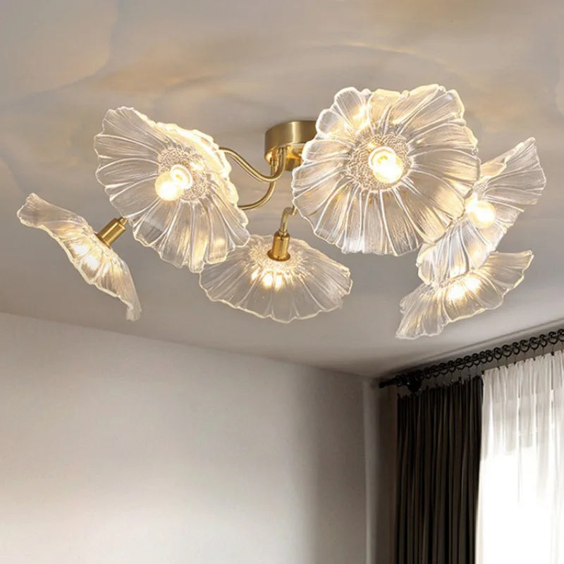 Afralia™ Modern Glass Lotus Chandelier: Luxury LED Pendant Lamp for Bedroom, Kitchen, Living Room