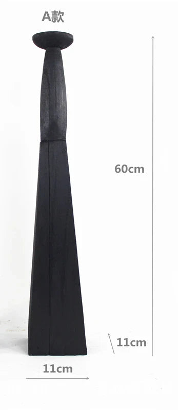 Afralia™ Handmade Carbonized Black Wood Candlestick Art Decor for Home, Hotel, Villa