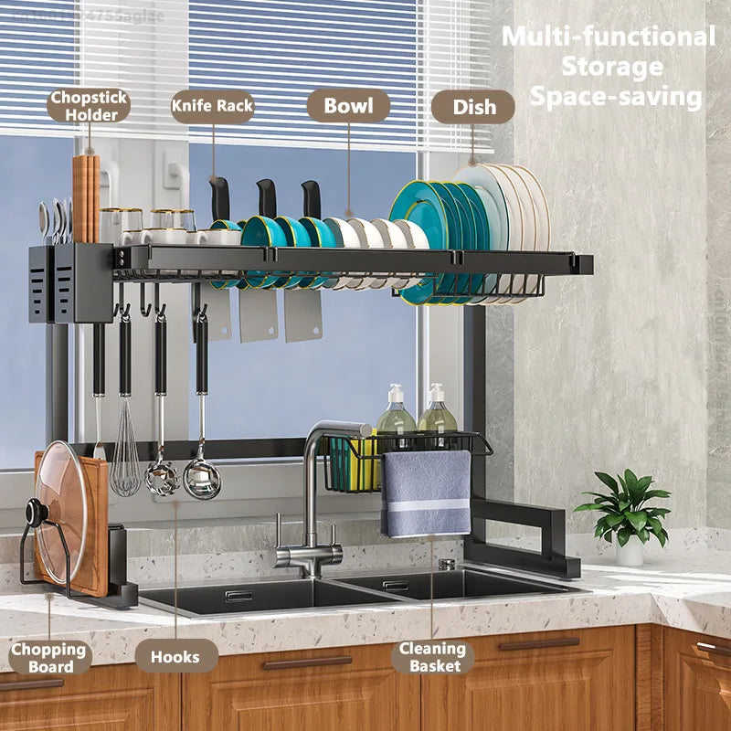 Afralia™ Sink Dish Drying Rack & Cutlery Organizer - Countertop Kitchen Storage Solution