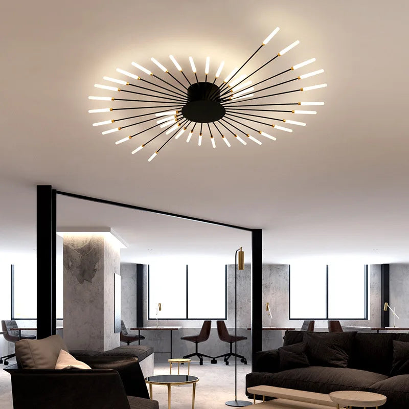 Afralia™ Firework LED Ceiling Chandelier for Home Living Dining Bedroom Villa Lighting