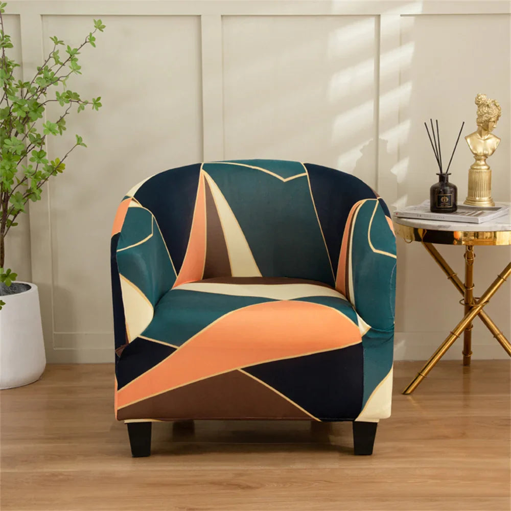Afralia™ Printed Tub Chair Cover - Armchair Slipcover for Club Sofa