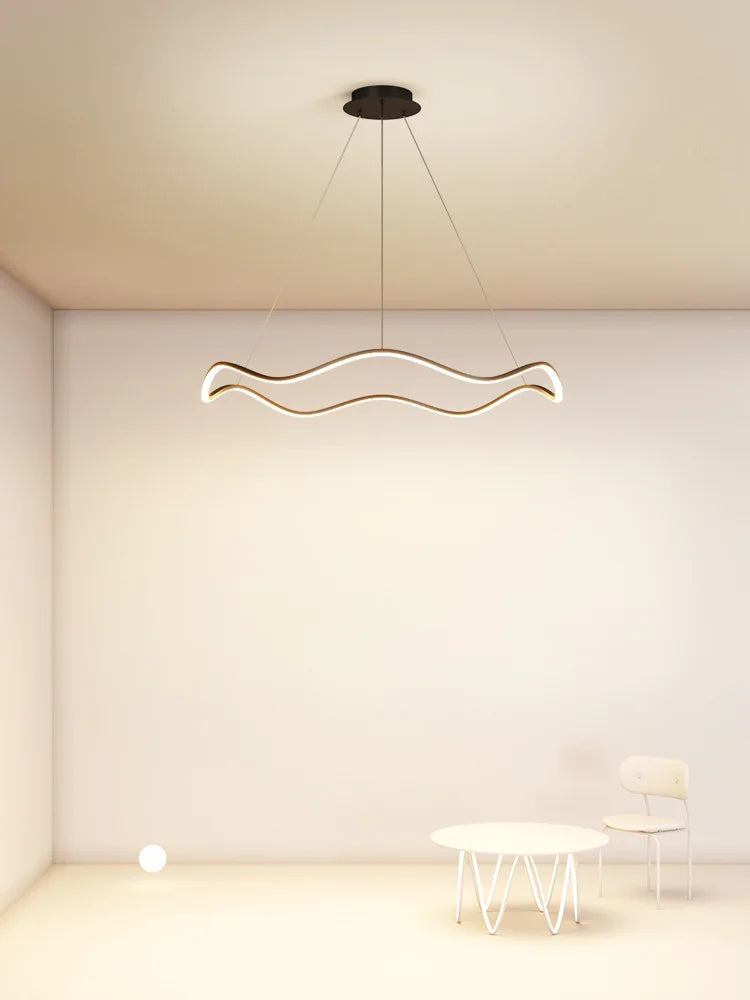 Afralia™ Circle Wave LED Pendant Chandelier for Modern Living Dining Bedroom Lighting