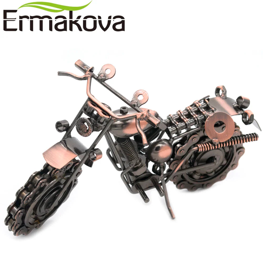 Afralia™ Vintage Metal Motorcycle Model - Handmade Iron Motorbike Figurine for Home Office Décor