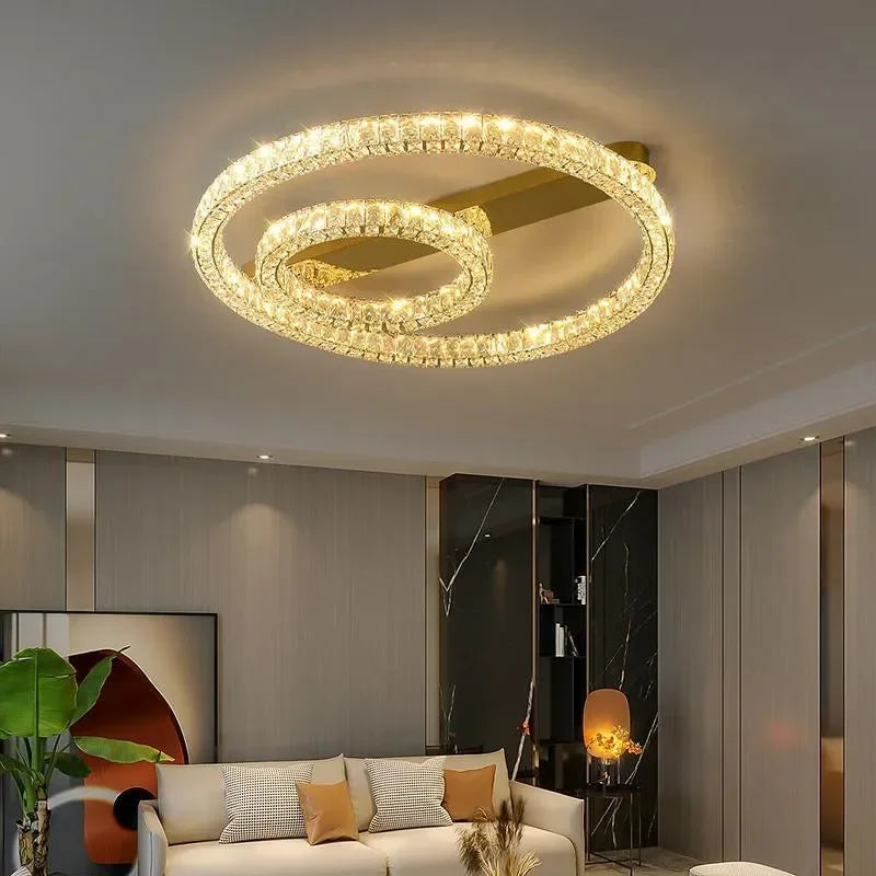 Afralia™ Crystal Ceiling Chandelier LED Light Fixture for Home Decor