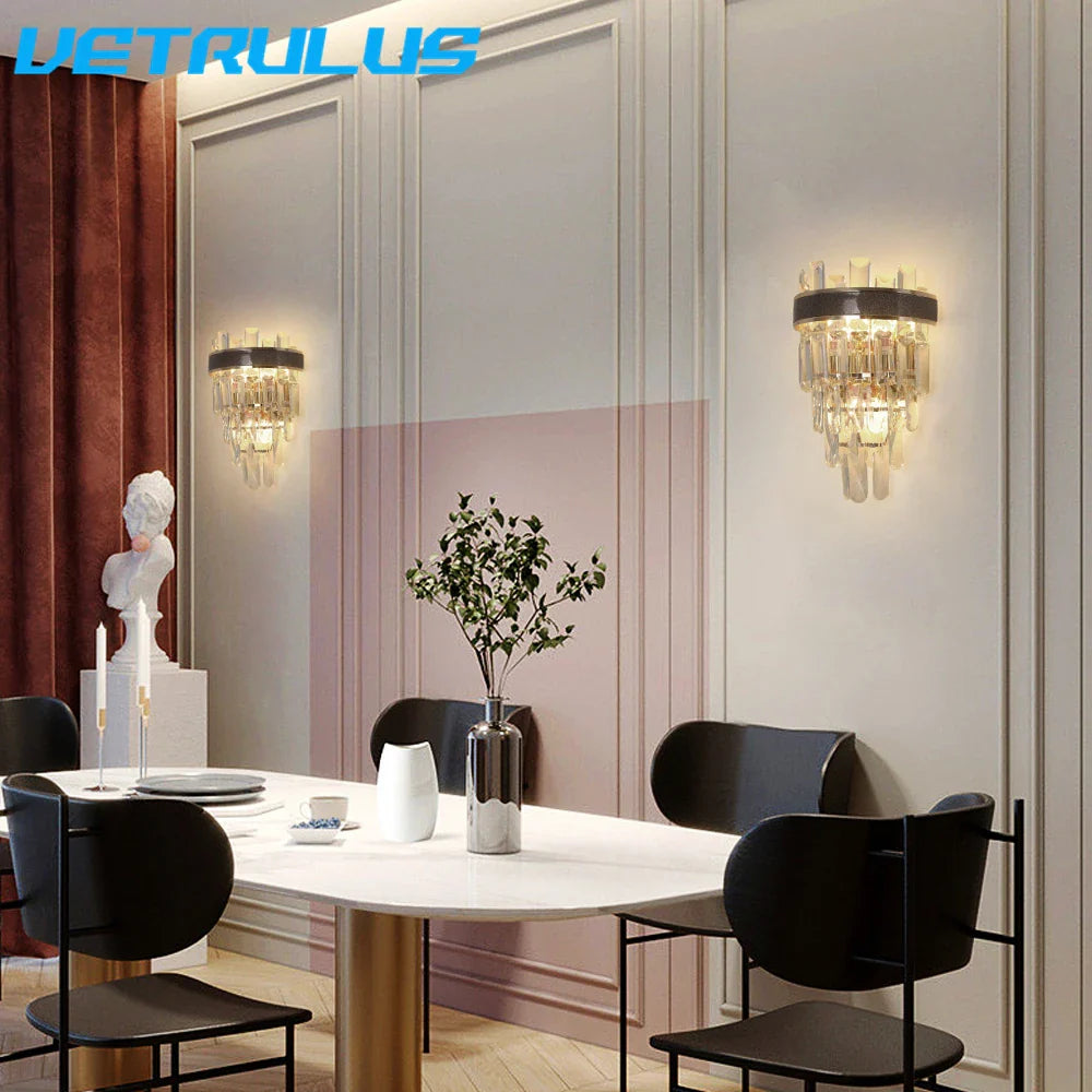 Afralia™ Crystal LED Wall Light Modern Elegant Design for Living Room & Bedroom