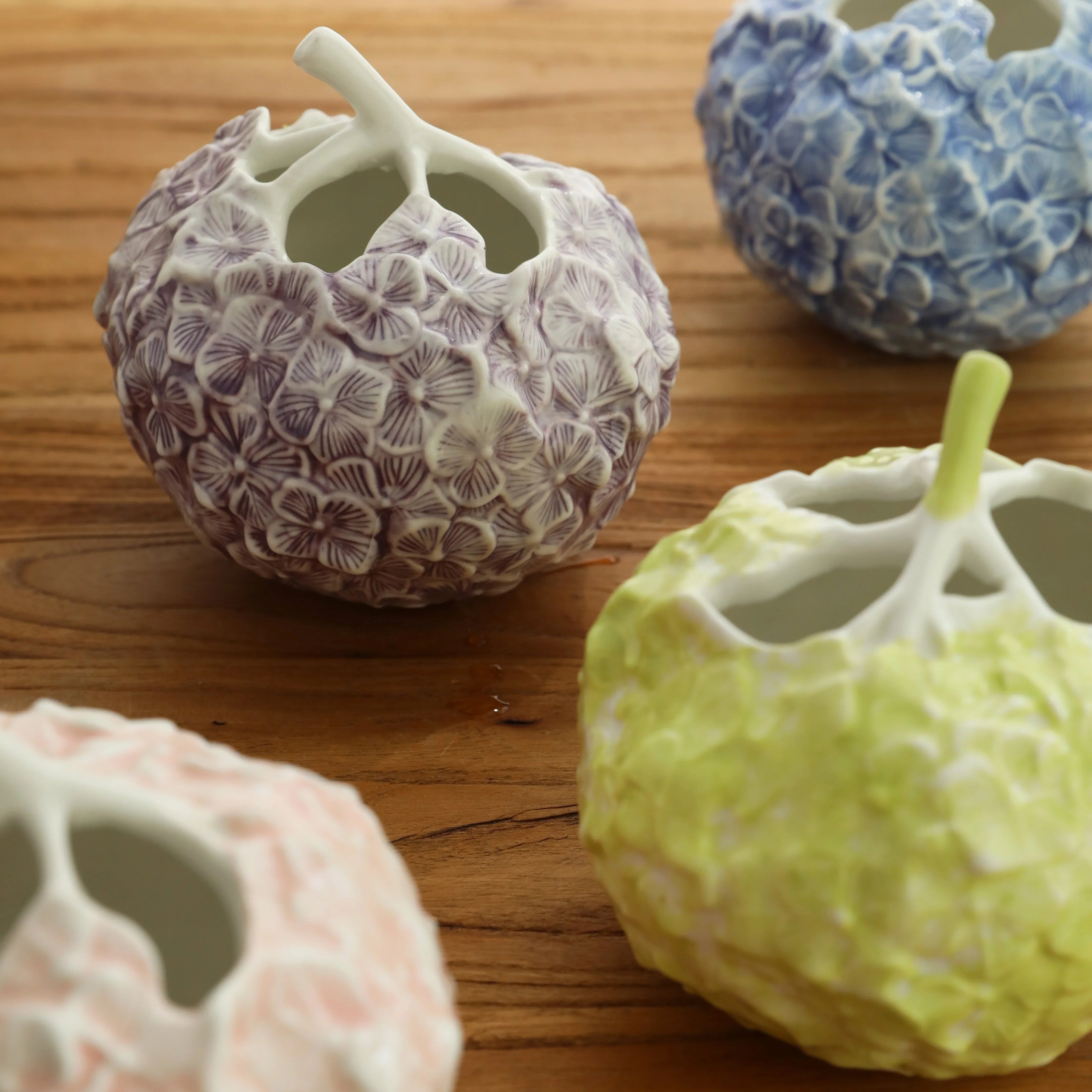 Afralia™ Hydrangea Ceramic Vase | Hand-Relief Sculpture Flower Ball Arrangement Accessory