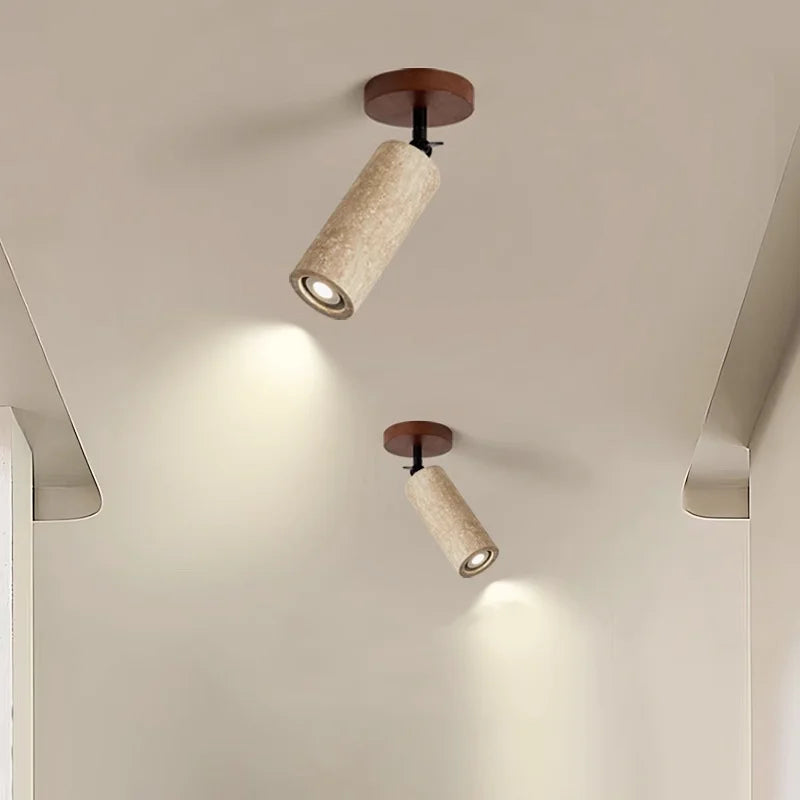 Afralia™ Yellow Travertine LED Ceiling Light - Modern Wabi-sabi Style for Living Room