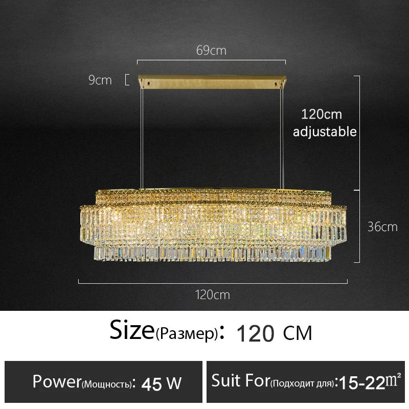 Afralia™ Crystal Chandelier: Modern Rectangle Luxury Dining Room Lighting