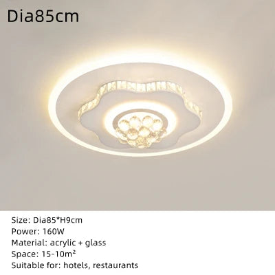 Afralia™ Modern Round LED Crystal Pendant Ceiling Lamp for Home Lighting