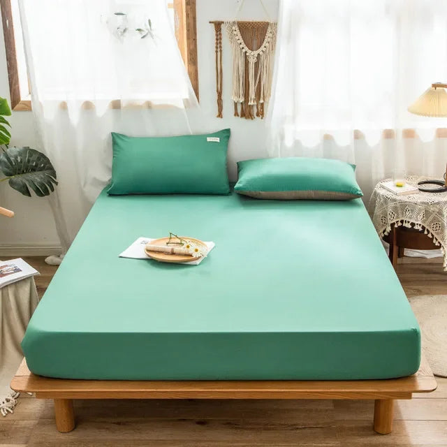Afralia™ Thicken Sanded Double Bed Fitted Sheet Set with Pillow Covers