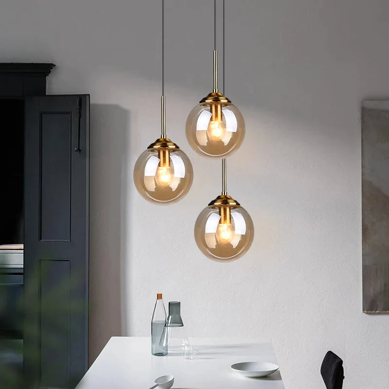 Afralia™ Glass Pendant Lamp LED Hanging Light for Dining Room Kitchen Island Bedroom