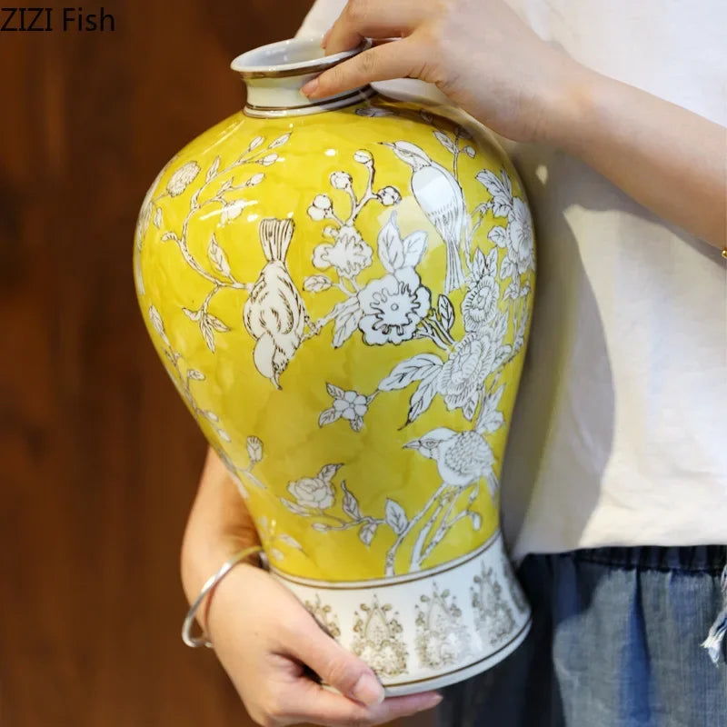 Afralia™ Blue & White Porcelain Vase for Classical Flower Arrangement & Room Aesthetic