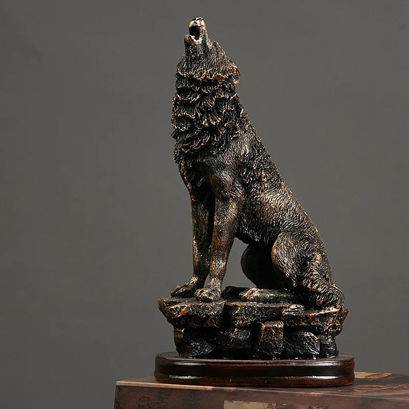 Afralia™ Roaring Wolf Resin Statue for Interior Office Desktop Decor