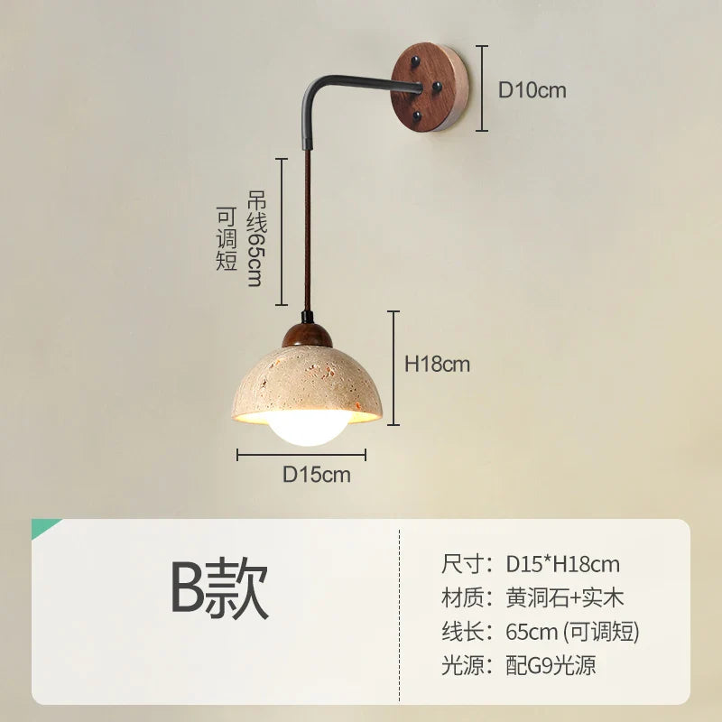 Afralia™ Yellow Cave Wall Lamp with Pull Switch for Bedroom and Living Room
