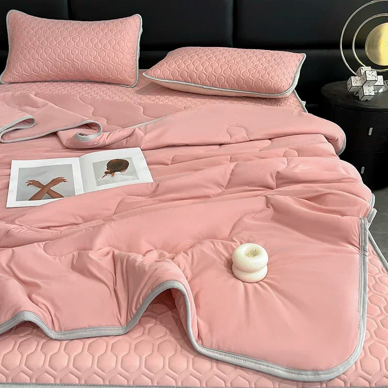 Afralia™ Cool Summer Blanket Set with Latex Bed Mat - Lightweight Breathable Comforter Bedding