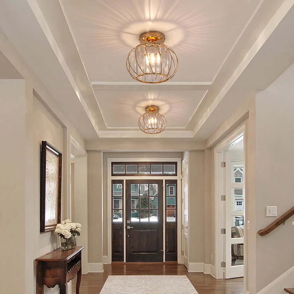 Afralia™ Crystal Chandelier Lantern Pendant Light Fixture for Modern Home Décor