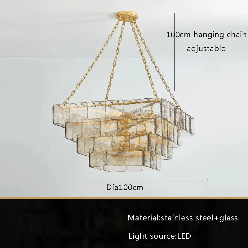 Afralia™ Gold Glass Chandelier  Luxe Living Room Lighting Fixture Luxurious Hanging Lamp