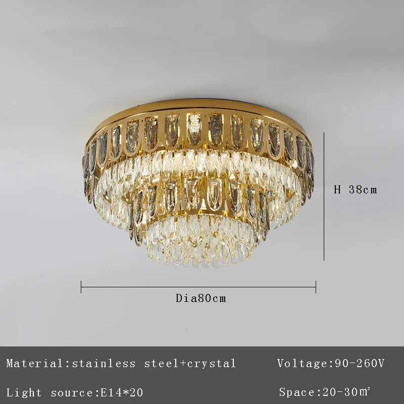 Afralia™ Gold Crystal Ceiling Light: Luxury Vintage Chandelier for Living Room