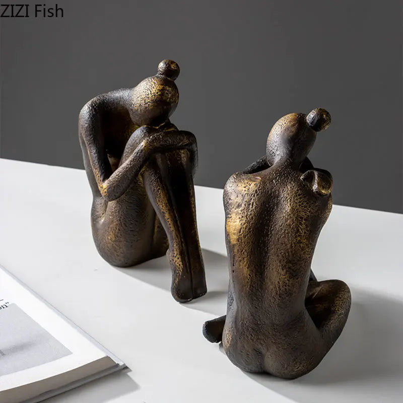 Afralia™ Girl Statue Bookends Decor Resin Decoration for Desk, Bookcase, Library