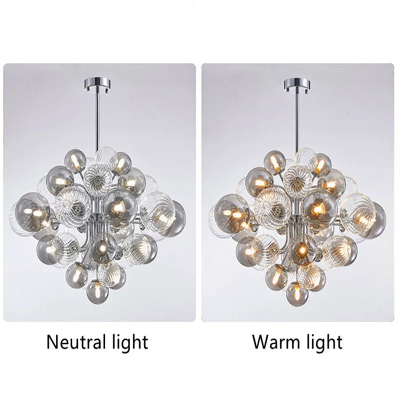 Afralia™ Silvery Glass Ball Chandelier for Home Decor Lighting