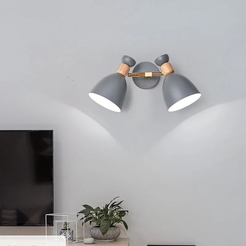 Afralia™ Nordic Macaron Double Head LED Wall Lamp: Contemporary Style for Bedroom and Living Room