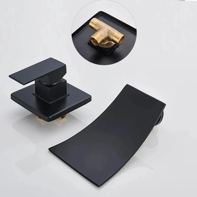 Afralia™ Gold Waterfall Wall Mount Faucet for Bathroom Basin Mixer Tap