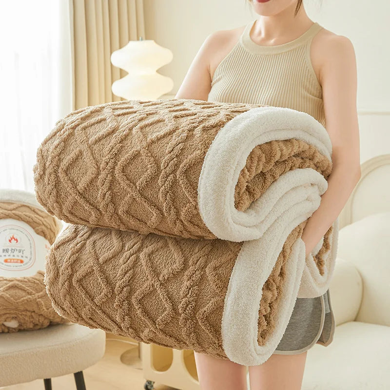 Afralia™ Plush Taffeta Jacquard Blanket | Multi Functional Soft Bedspreads for Bedrooms