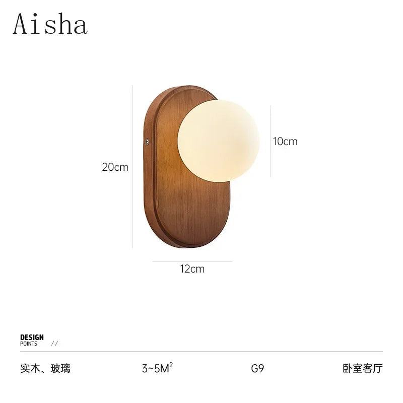 Afralia™ Japanese Wood Wall Lamp for Bedroom Sconces, Silent Wind Retro Light