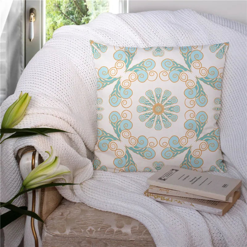 Afralia™ Modern Geometry Printing Pillowcase Mint Green Decorative Cushion Cover