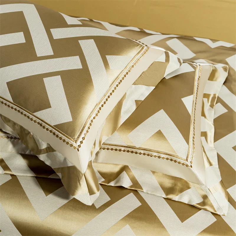 Afralia™ American Jacquard Brocade & Egyptian Cotton Embroidered Bedding Set with Pillowcase