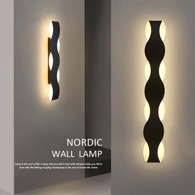 Afralia™ LED Wave Wall Light for Indoor Corridors, Bedrooms, and Sofas