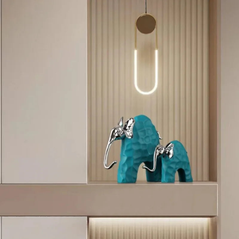 Afralia™ Elephant Mother-calf Golden Resin Sculpture Figurine