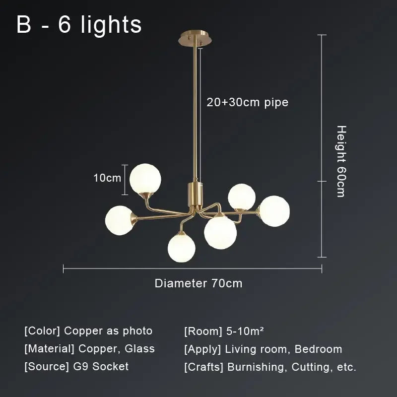 Afralia™ Copper Ceiling Chandelier for Home Decor Lighting