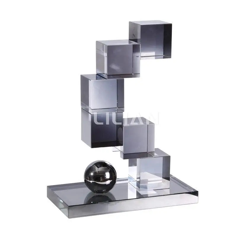 Afralia™ Geometric Crystal Glass Bookshelf Ornaments