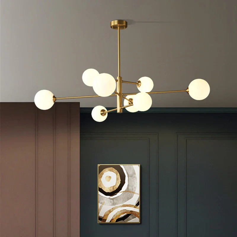 Afralia™ Glass Brass Chandelier: Nordic Modern Pendant Lights for Home, Living Room, Bedroom, Restaurant