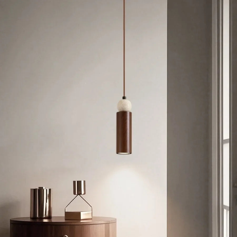 Afralia™ Iron LED Pendant Light Fixture for Home Living Room, Restaurant Yellow Travertine Ball Hang Lamp