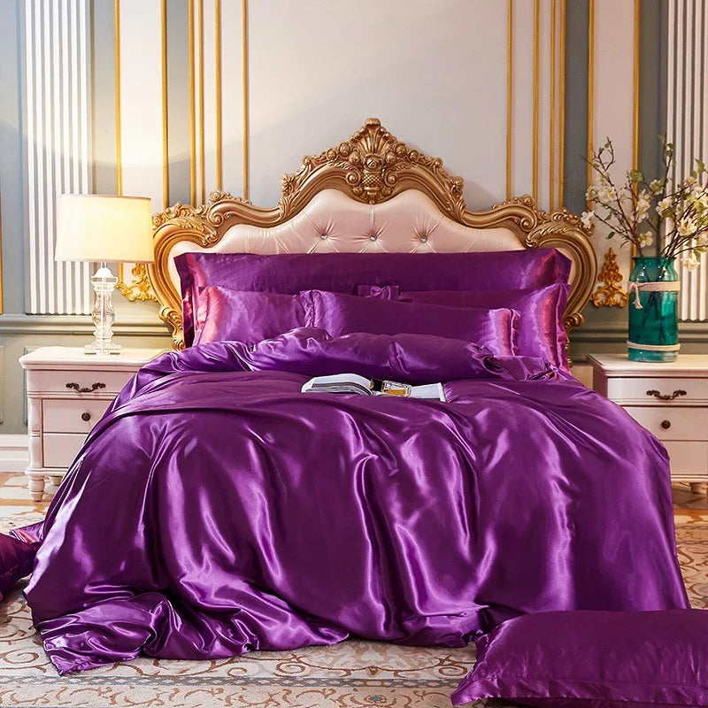 Afralia™ Luxe Satin Silk Duvet Cover Set | Soft Skin-Friendly Comforter with Pillowcase