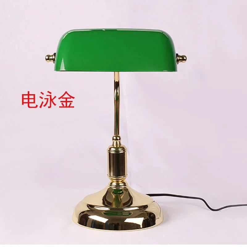Afralia™ Glass Lampshade Bank Desk Table Lamps White Green LED Light E27