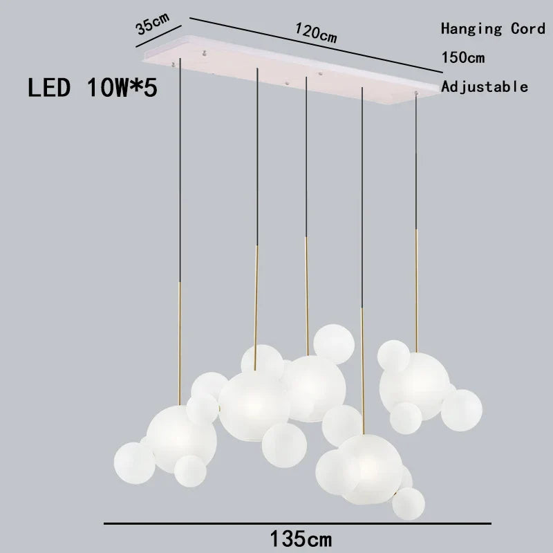 Afralia™ Round LED Glass Pendant Light, Modern White Bubble Lampshade for Home Ceiling Decor