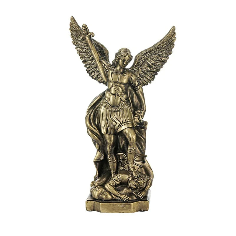 Afralia™ St. Michael Catholic Saint Sculpture Resin Decor Figure Church Altar Home Protection