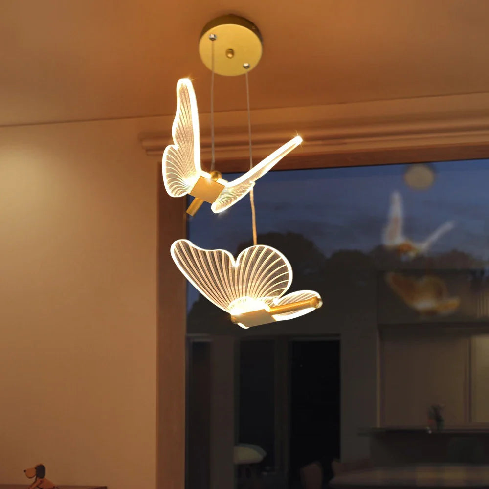 Afralia™ Butterfly LED Pendant Chandelier for Living Room and Bedroom