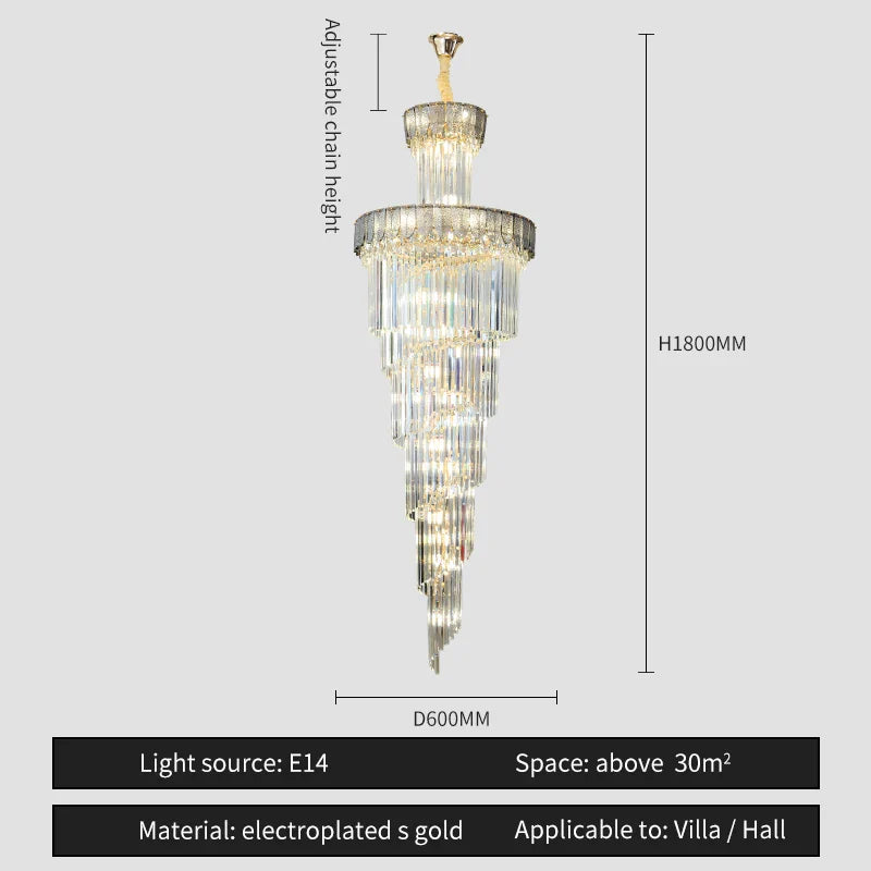 Afralia™ Crystal Chandelier: Elegant Villa Living Room Lighting