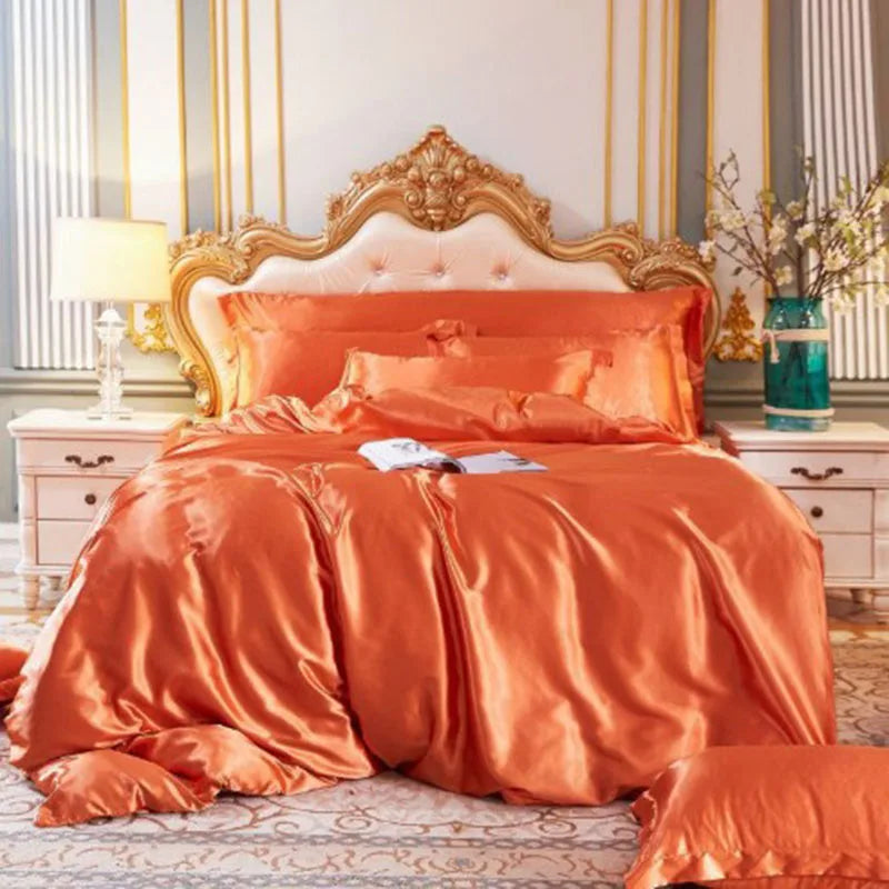 Afralia™ Silk Bedding Set: Smooth 100% Silk Comforter Cover Sets for Full Twin King Queen