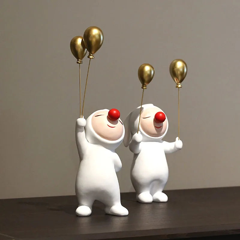 Afralia™ Clown Bust Sculpture: Golden Candy/Key Tray Kids Balloons Figurine Decor