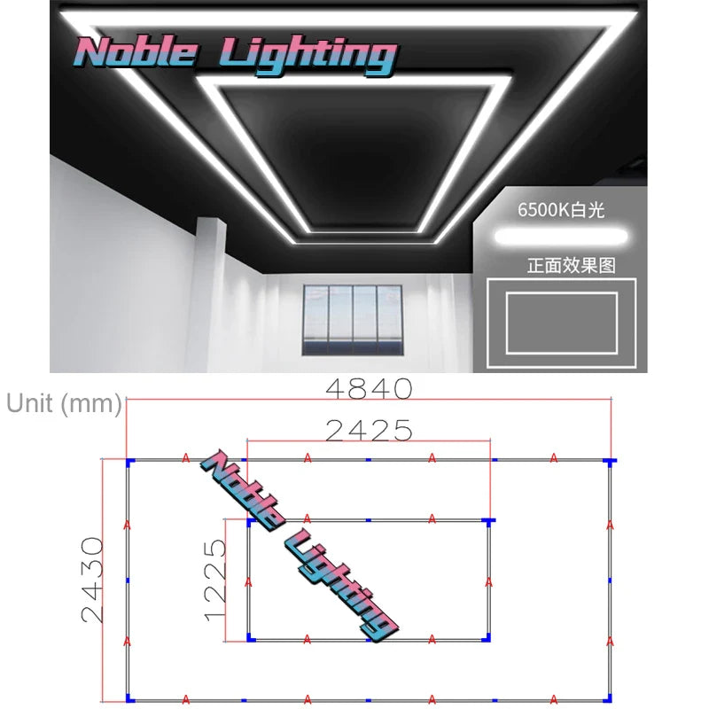 Afralia™ Rectangle Hexagon Led Light Bar for Auto Detailing Garage Ceiling